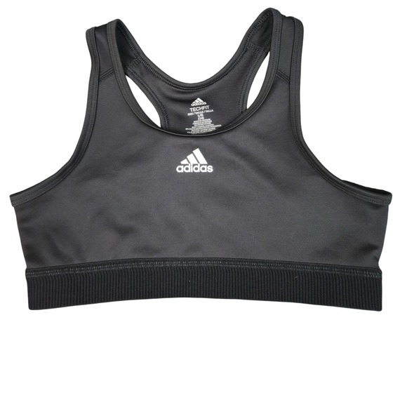 Adidas Aeroready Techfit Sports Bra Black Activewear Girls L - Picture 1 of 6